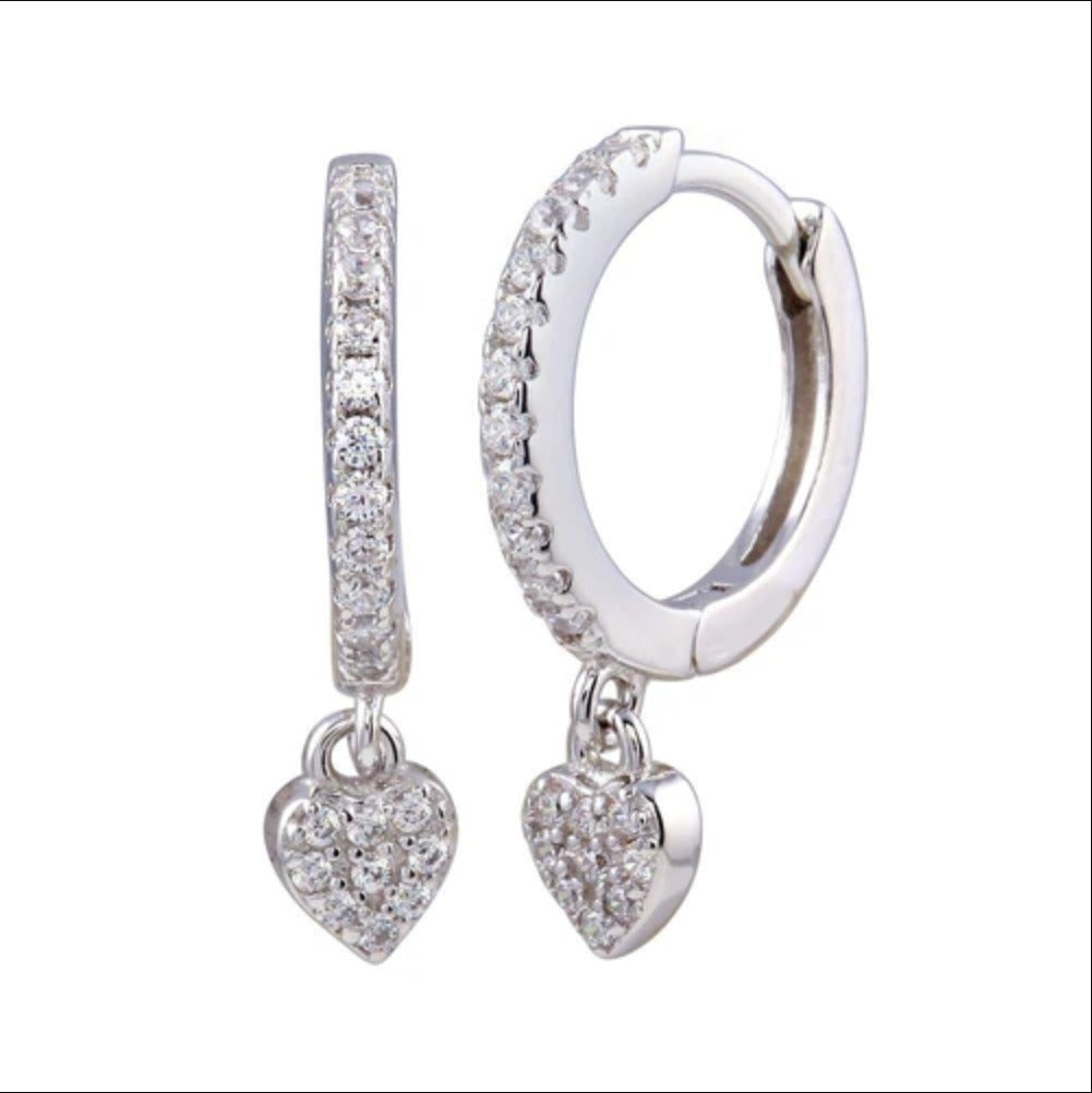 Heart huggie hoops