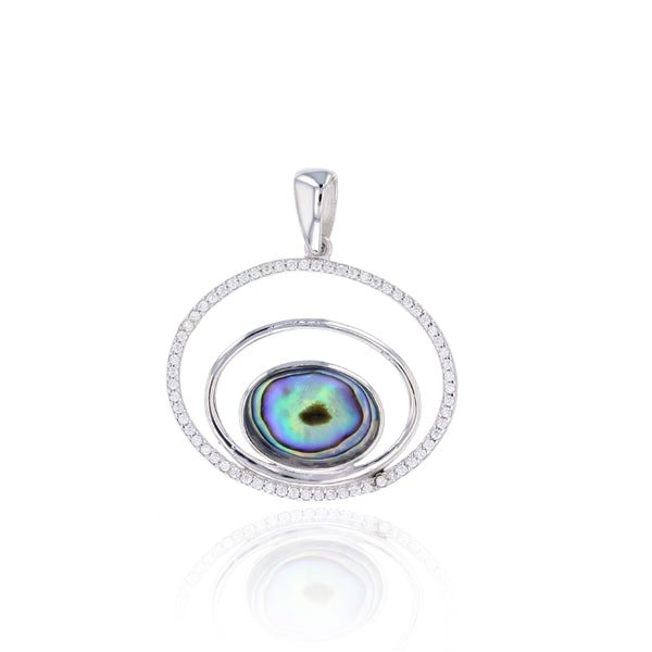 Abalone Oval in Open Oval Halo Pendant