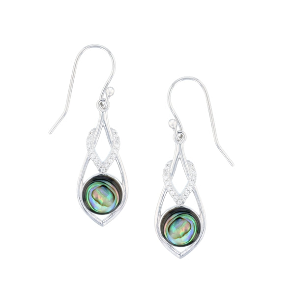 Abalone Round Shape on Open Teardrop Earring