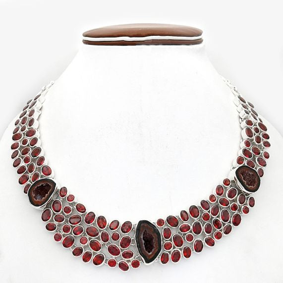 Coconut Geode Natural Druzuy Garnet Galore