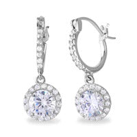 Dangling Micro Pave Round huggie hoop Earrings