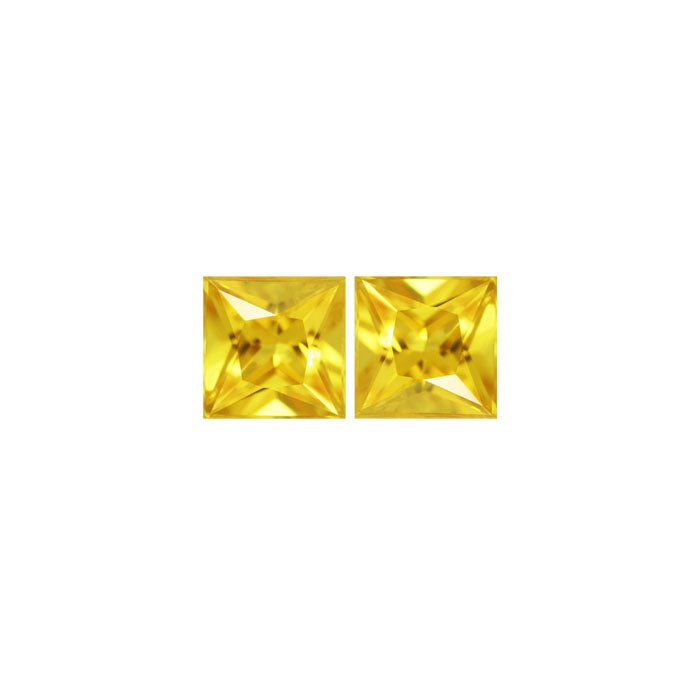 Yellow Sapphire Square Matched Pair 1.78 cttw.