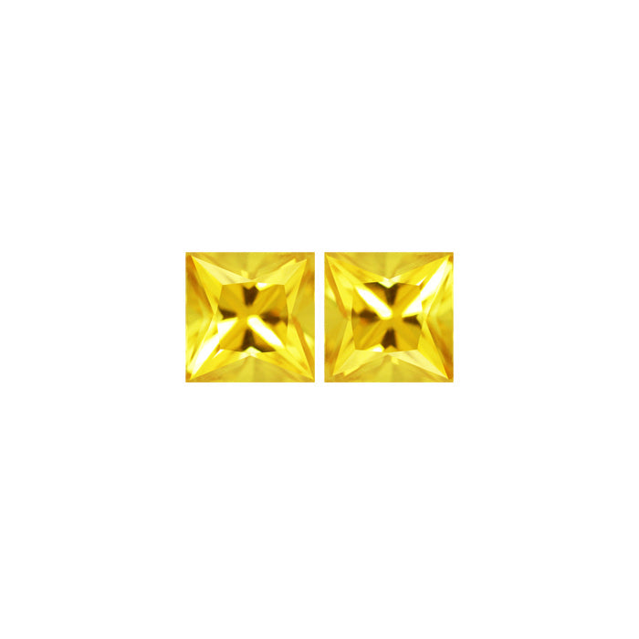 Yellow Sapphire Square Matched Pair 2.82 cttw.