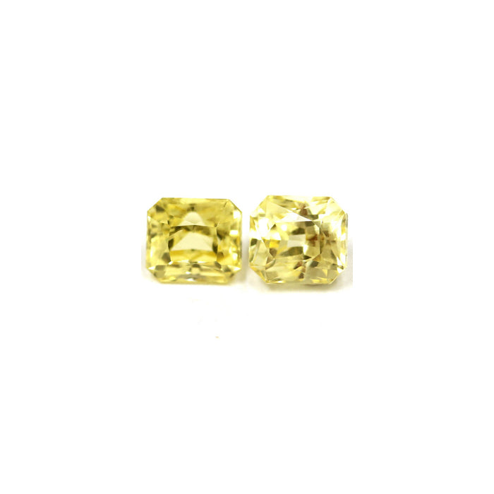 Emerald Cut Yellow Sapphire Matched Pair Untreated 2.12cttw.