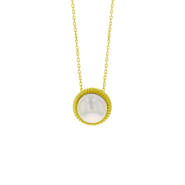 Gold Plated Round Pearl Necklace