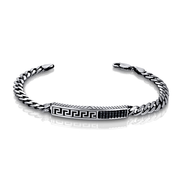 Greek Key w Black ID Bracelet