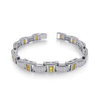 Rhodium Plated Clear and Yellow Bracelet