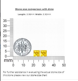 Yellow Sapphire Square Matched Pair 2.79 cttw.