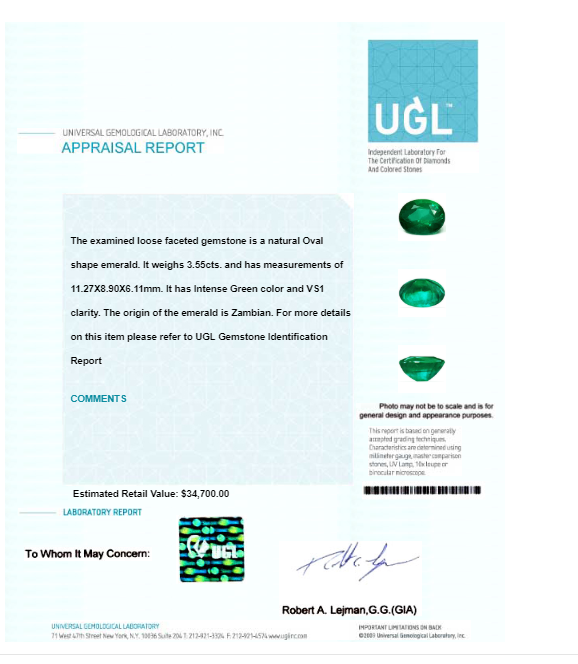 Copy of Emerald Oval GIA Certified 3.54 cts.