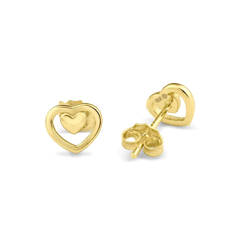 Gold Two Hearts Earrings