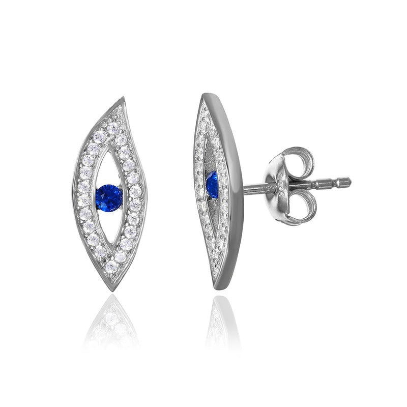Evil Eye Earring with Blue Center Stone