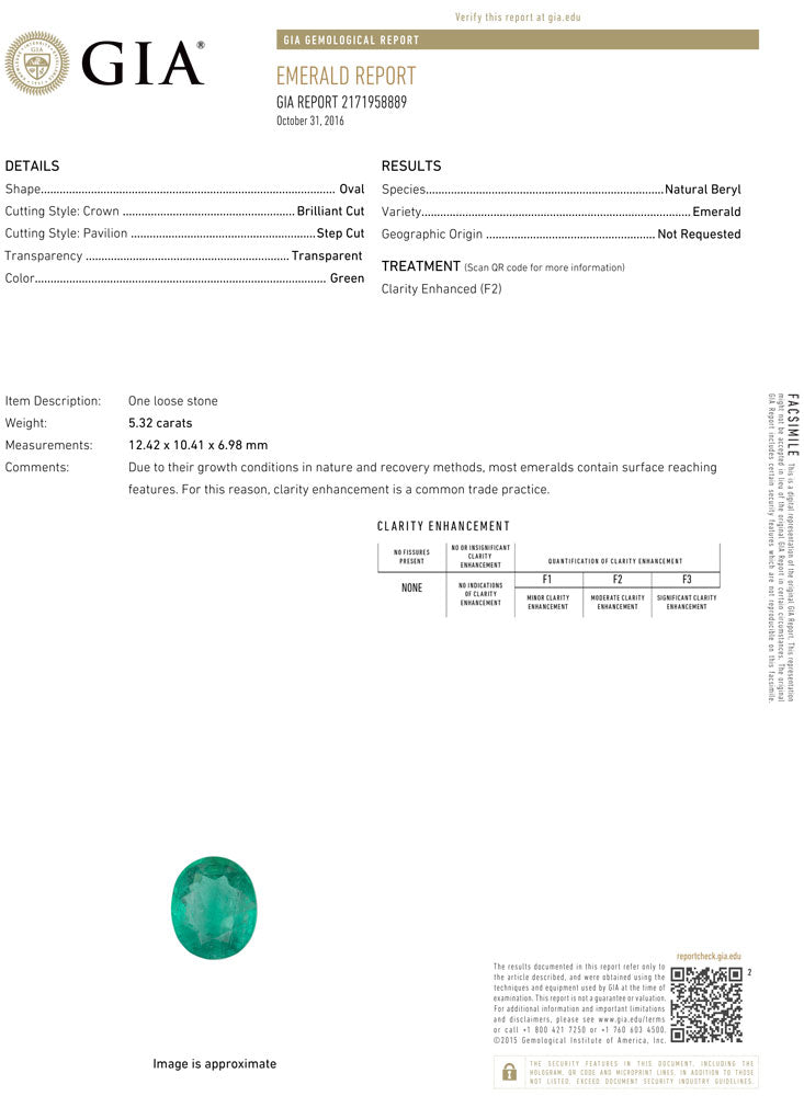 Copy of 5.32 cts.   Emerald Oval GIA Certified