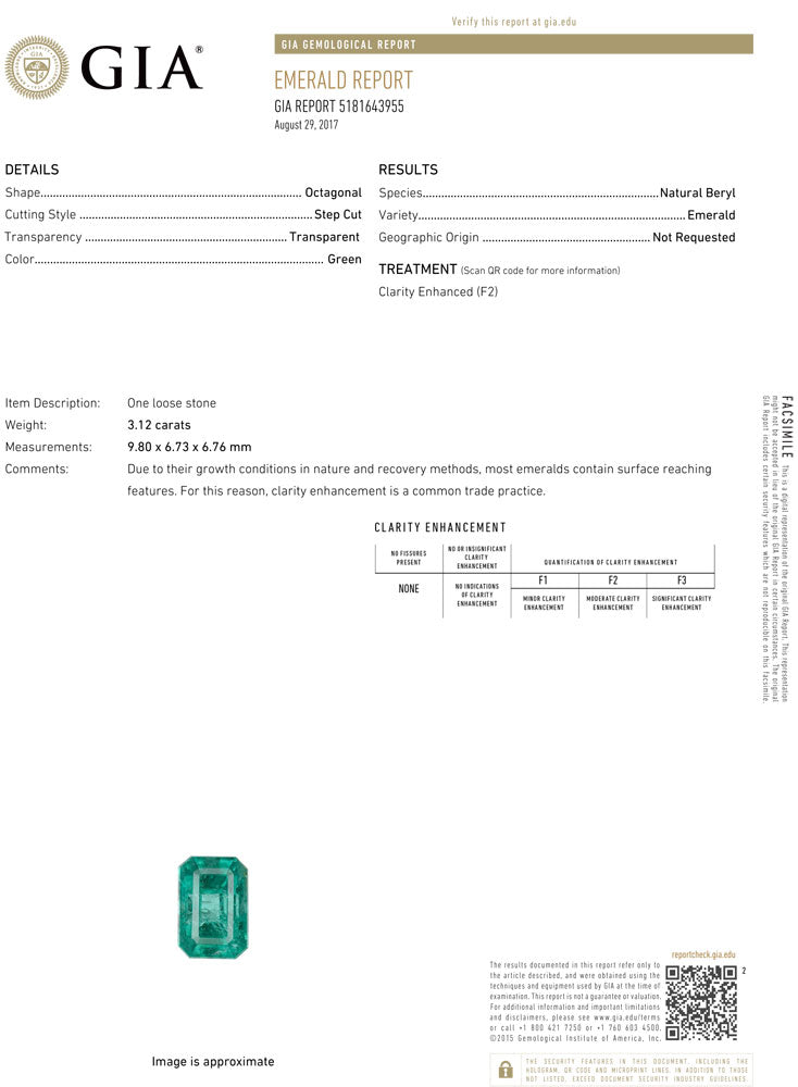 Copy of 3.11 cts. Emerald Cut Emerald GIA Certified