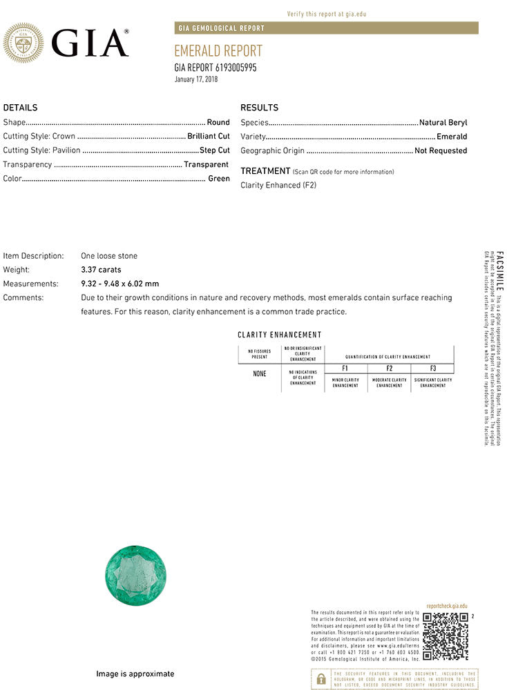 Copy of  3.36 cts. Emerald Round GIA Certified