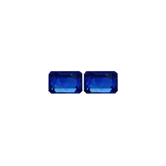 BLUE SAPPHIRE AGL Certified Untreated 5.39 cttw. Emerald Cut Matched Pair
