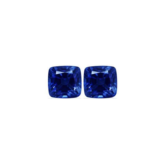 BLUE SAPPHIRE AGL Certified Untreated 7.07 cttw. Cushion Matched Pair