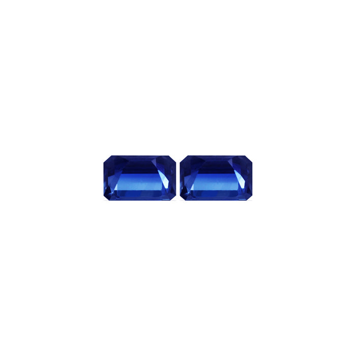 BLUE SAPPHIRE AGL Certified Untreated 3.83 cttw.  Emerald  Cut Matched Pair