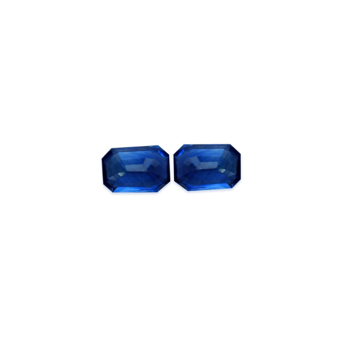 BLUE SAPPHIRE GIA Certified 5.15 cttw. Emerald Cut Matched Pair