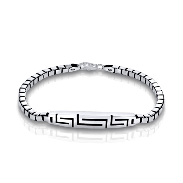 Box Link with Grey Key Design ID Bracelet