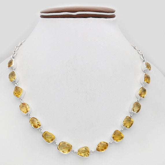 Fancy Cut Citrine Necklace (Nj)
