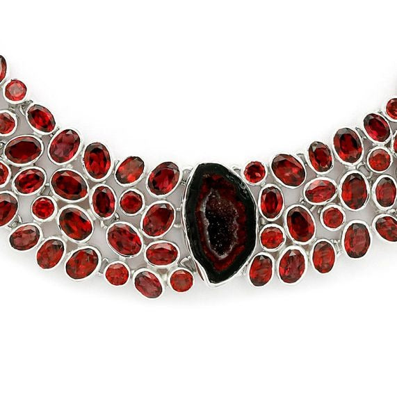 Coconut Geode Natural Druzuy Garnet Galore