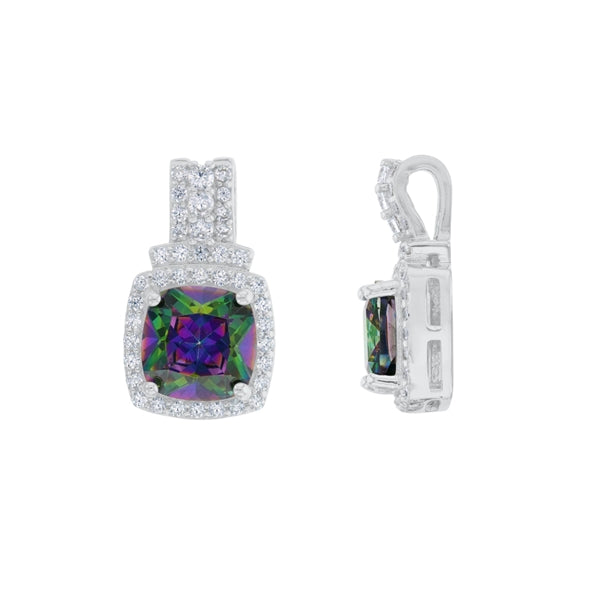 Cushion Mystic Quartz Pave Pendant