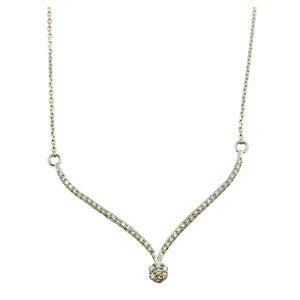 Elegant V Drop Flower Necklace