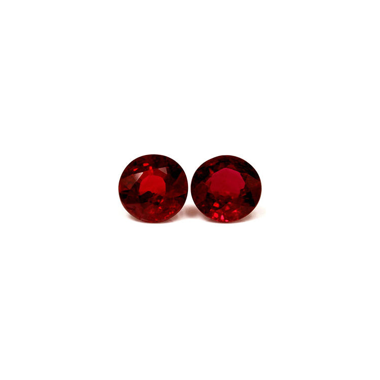 Ruby Round Matched Pair GIA Certified  2.12 cttw.