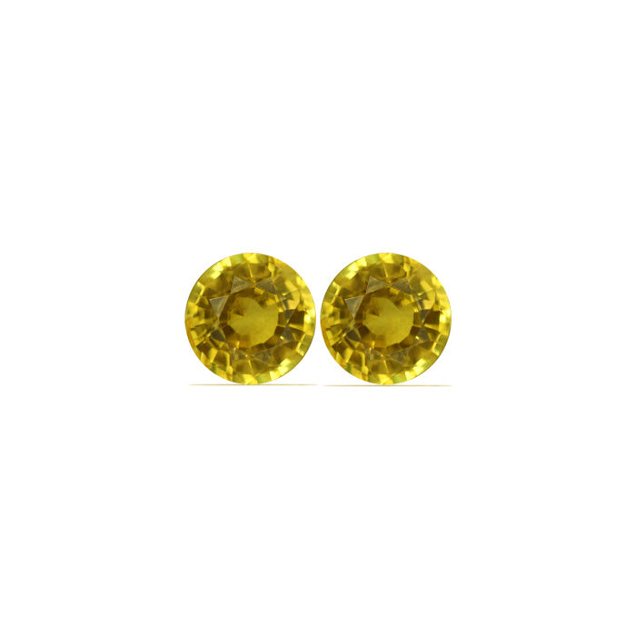 Yellow Sapphire Round Matched Pair 3.72 cttw.