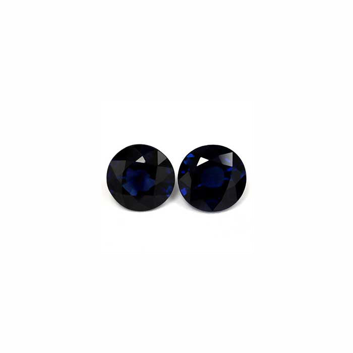 BLUE  SAPPHIRE Round Matched Pair 3.81 cttw.