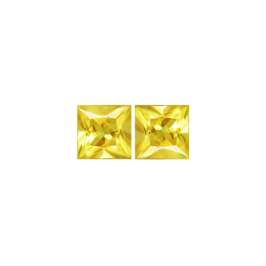 Yellow Sapphire Square Matched Pair 1.65 cttw.