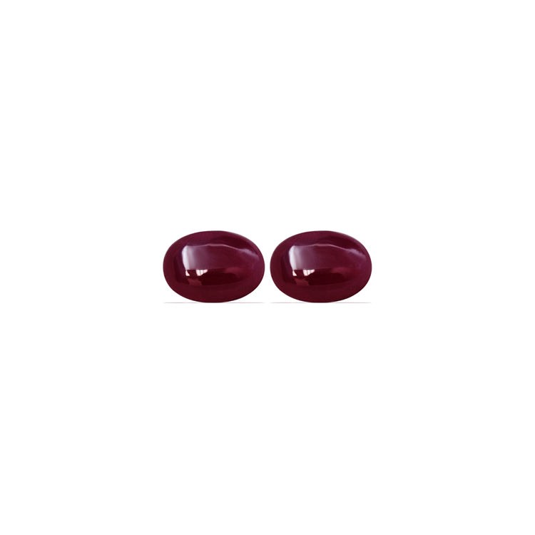 Ruby Cabochon Matched Pair GIA Certified Untreated  14.33 cttw.