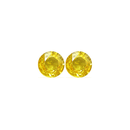 Yellow Sapphire Round Matched Pair  2.25 cttw.