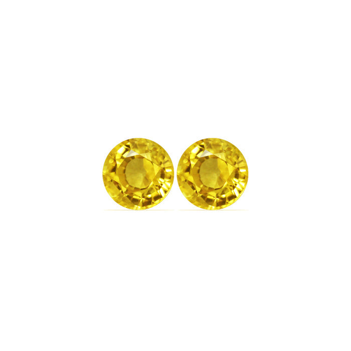 Yellow Sapphire Round Matched Pair  2.46 cttw.