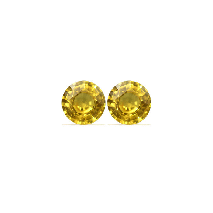 Yellow Sapphire Round Matched Pair  3.39 cttw.