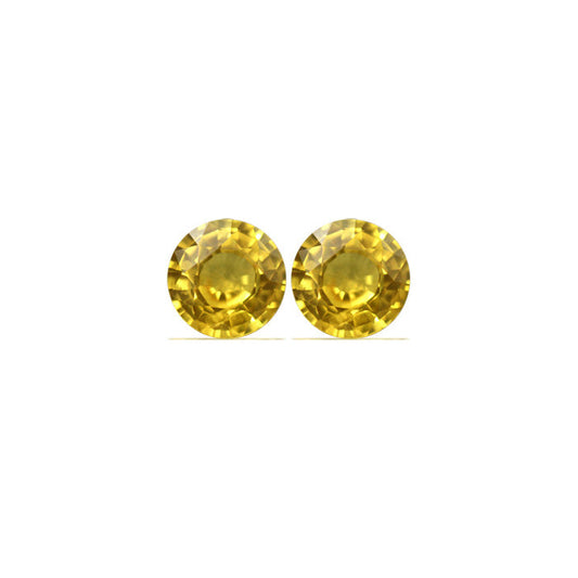 Yellow Sapphire Round Matched Pair  3.39 cttw.