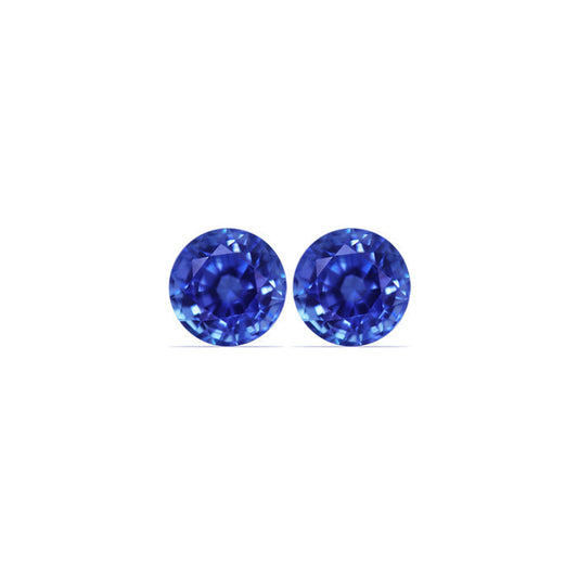 BLUE SAPPHIRE AGL Certified Untreated 5.01 cttw. Round Matched Pair