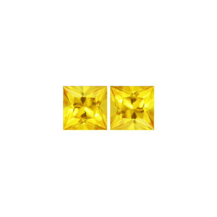 Yellow Sapphire Square Matched Pair 2.71 cttw.