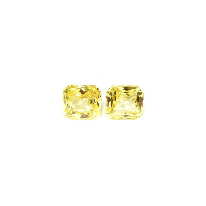 Emerald Cut Yellow Sapphire Matched Pair Untreated 2.15 cttw.