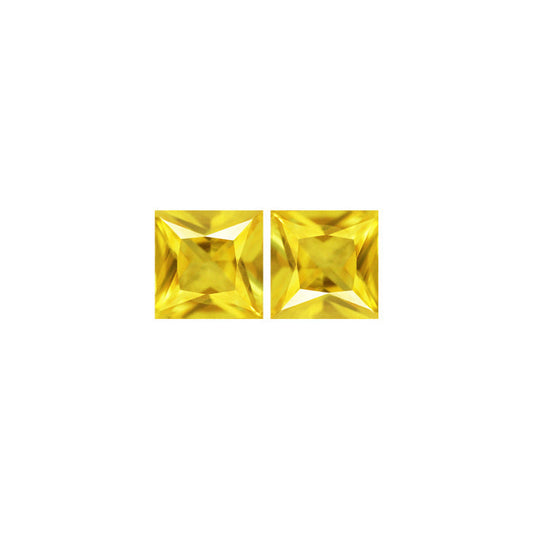 Yellow Sapphire Square Matched Pair  1.45 cttw.