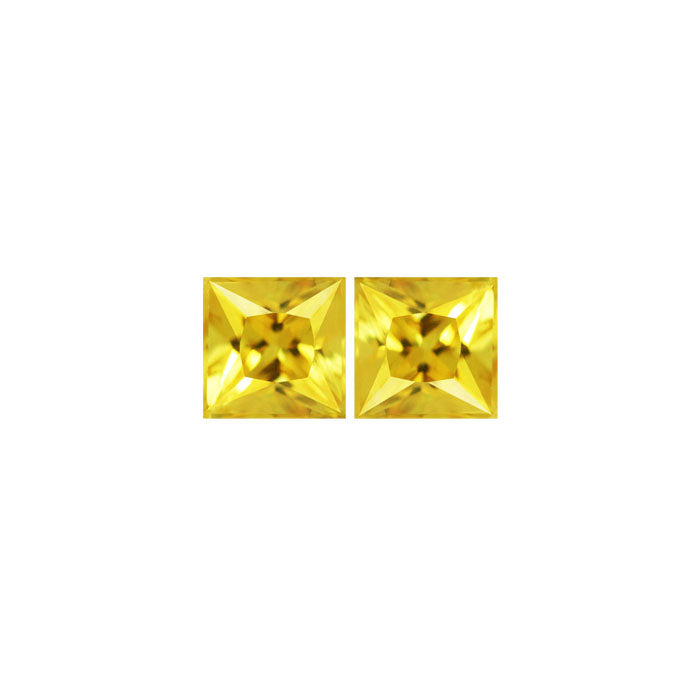 Yellow Sapphire Square Matched Pair 1.73  cttw.