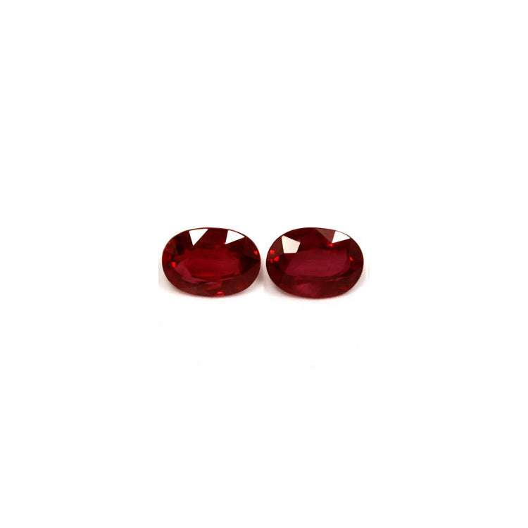 Ruby Oval Matched Pair GIA Certified  Untreated 2.44 cttw.