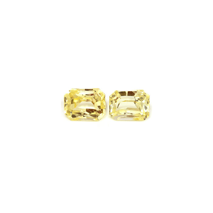 Emerald Cut Yellow Sapphire Matched Pair Untreated 2.09cttw.