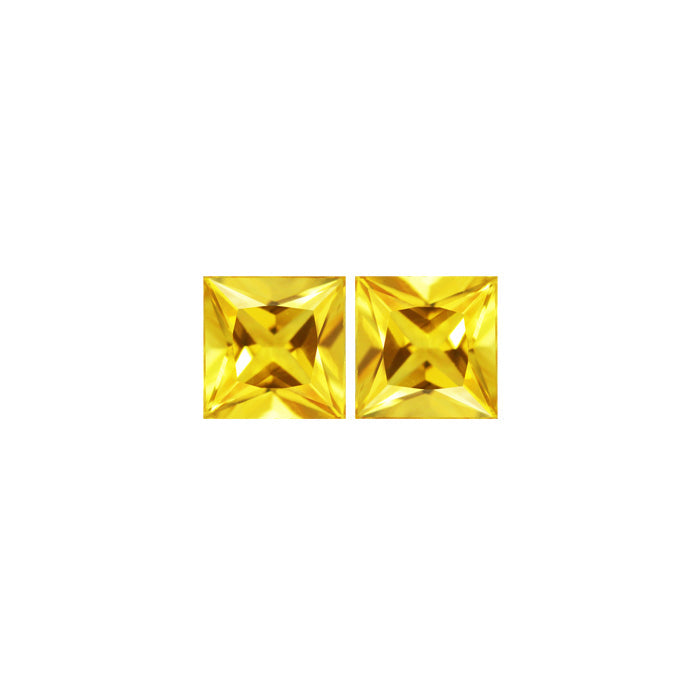 Yellow Sapphire Square Matched Pair 2.49 cttw.