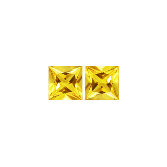 Yellow Sapphire Square Matched Pair 2.49 cttw.