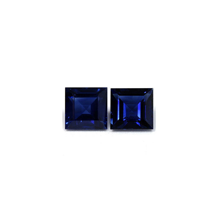 BLUE SAPPHIRE GIA Certified 4.24 cttw. Square Matched Pair