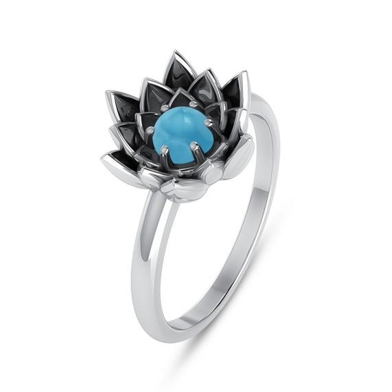 Flower Larimar Ring
