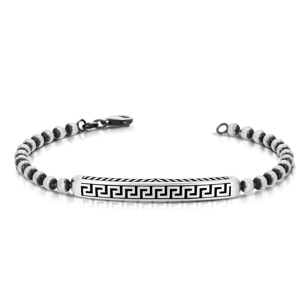 Mate Finish Bead with Greek Key Bracelet