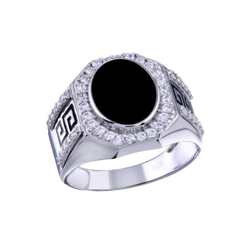 Flat Oval Onyx Ring