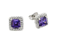 Purple Square Stud Earrings